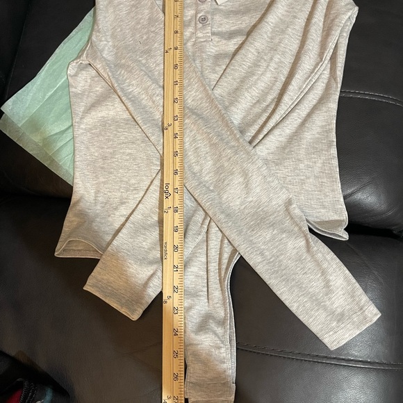 WeWoreWhat Gray Henley Bodysuit LARGE ,NWT material is so soft and it’s ribbed - Picture 3 of 10